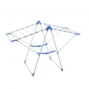 HJLIAN Etendoir a linge pliable pour balcon, type aile, gain de place, pour balcon exterieur, bleu - Neuf