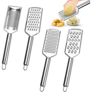 Chenquansarl-Rapeuse Legume, 4 Pièces Différents Styles Rappe À Fromage, Portable Râpe À Fromage, Polyvalent Rape Legume, Utilisé Sur Légumes, Fruits, Fromage, Chocolat, L'ail Et Gingembre - Neuf
