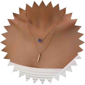 Kal-Collier De Boh&egrave;me Avec Pendentif En &Eacute;meraude Verte Collier Ras Du Cou En Cristal Avec Goutte D'eau Collier Cha&icirc;ne Verticale Avec Barre Cz Collier Pierres Pr&eacute;cieuses Bijoux Pour Femmes Et - Neuf