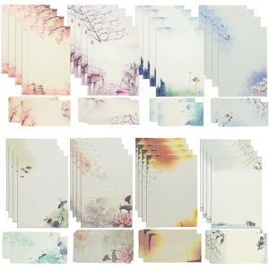 Asfasfq-Reforung Papier À Lettres Avec Enveloppes, 32 Feuilles De Papier À Lettres + 16 Enveloppes Enveloppes De Papier Papeterie Vintage Papier De Correspondance Avec Enveloppes, 8 Styles Chinois - Neuf