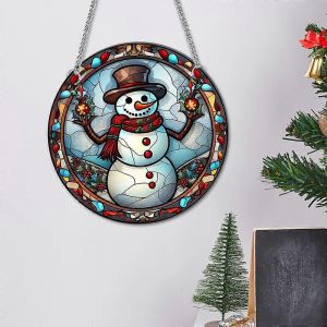 No&euml;l Bonhomme de neige Porte Cintre Signe, Acrylique D&eacute;cor de No&euml;l avec des Cha&icirc;nes pour la Partie du Mur de la Maison - compatible avec d&eacute;cor de vacances - Neuf