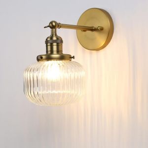 Subzonal-Vintage Industriel Applique Murale E27 Luminaires Int&eacute;rieur Abat-Jour En Verre C&ocirc;tel&eacute; &Oslash;16cm Lampe Murale Pour Salon,Cuisine, Salle De Bain,Miroir (Antique) - Neuf
