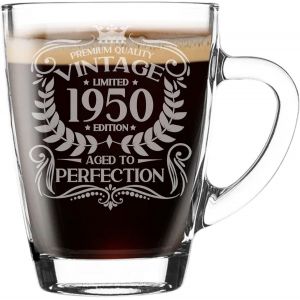 Eryi-Tasse En Verre Gravée Vintage 1950 Pour Les Amateurs De Café, Tasse À Thé, Cadeau Pour Les 75 Ans, Tasse À Café Amusante De 300 Ml, Cadeau Pour Homme Ou Femme - Neuf