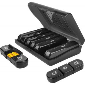 Pilulier Semainier Matin Midi Soir,Pilluliers Medicaments 7 Jours 3 Compartiments,Portable Semainier Medicament Pillulier De Capacite Pour Poche Ou Poche De Pantalon Pour Pilulier De Voyage (Noir) - Neuf