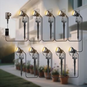 Asfasfq-Spot Exterieur 10 Pièces, 32m Lampes De Jardin Avec Etanche Ip68 - Éclairage Jardin Peut Être Fixé Au Mur Ou Enfouie Dans Le Sol, Blanc Chaud Pour Chemins Allées Balcon Terrasse Pelouse - Neuf