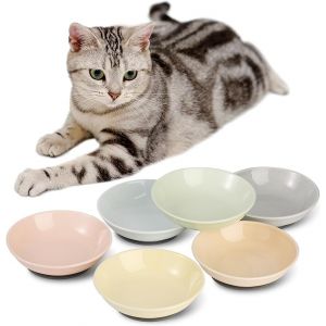 Cmws-Set De Gamelle Chat Ceramique - Lot De 6 Gamelles Pour Chats Colorés Avec Tapis Antidérapant - Assiette Chat - Bol Chat - Ecuelle Chat - Plat Nourriture Chat - Micro-Ondes Et Lave-Vaisselle - 25 - Neuf