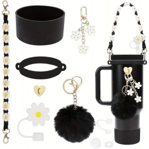 Accessoires De Tasse Stanley,Comprend 3 Protections De Tasse Stanley,1 Couvercle De Paille,2 Accessoires De Suspension,2 Étuis En Silicone,1 Sangle Pour Poignée De Bouteille Pour Kit.[B1894] - Neuf