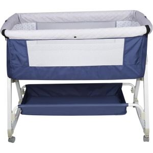 Lit Cododo B&eacute;b&eacute; Avec Matelas, Hauteur R&eacute;glable &Agrave; 6 Niveaux, Lit D'appoint Bebe Evolutif &Agrave; Roulettes, Lit De Voyage Pliable, Panier De Rangement, 0-2 Ans-80 * 40 * 100-115 Cm-Blanc Cass&eacute; - Neuf