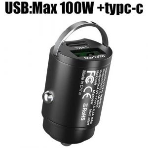 Mini Chargeur De Voiture 100w Type C Double Usb Charge Rapide Pour Iphone 15 Pro Max Samsung Huawei Xiaomi Prise Allume-Cigare Chargeur--100w Black - Neuf