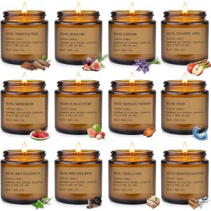 Bougie Parfum&eacute;es, Lot De 12 Bougies Parfum&eacute;es, 100% Naturelle Cire De Soja 300 Heures Br&ucirc;lantes, Coffret Cadeau Femme De Bougies Parfum&eacute;es, No&euml;l/F&ecirc;te Des M&egrave;res/La Saint-Valentin/Anniversaire - Neuf