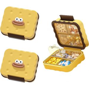 KALANKA-2 Pi&egrave;ces Pilulier Semainier, Biscuits Mignons Boite Medicaments 7 Jours, Bo&icirc;te &agrave; Pilules Avec 7 Compartiments Pilulier Journalier Pill Box pour Les Voyages et L'utilisation Quotidienne - Neuf