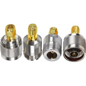 Kit de connecteur d'adaptateur coaxial Kit de connecteur SMA vers type N Couvercle Routeur d'antenne N vers SMA Kit d'adaptateur d'antenne SMA 4G Adaptateur SMA vers type N Ensemble de 4 types - Neuf