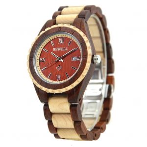 Couples En Bois Montre Bande De Bois Quartz Mouvement Hommes Femmes Montre-Bracelet (Rouge + Bois Homme) - Neuf