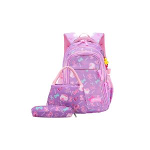 Ensemble sac &agrave; dos imperm&eacute;able pour enfant avec sac &agrave; main et trousse - Violet - Neuf