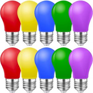 KAL-Ampoule Led Couleur E27, 1W K45 Ampoule Couleur E27,Vert Violet Rouge Jaune Bleu,Pour Guirlande Lumineuse Décoration De Fête D¿Halloween Colorée, Paquet De 10 - Neuf
