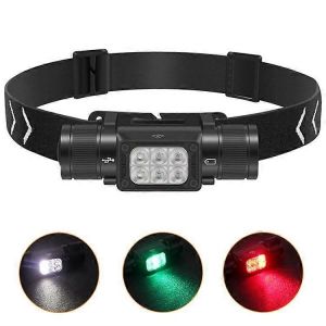 Lampe Frontale Haute Puissance Hp360, Rechargeable, Lumière Blanche, Rouge Et Verte, Pour La Pêche En Plein Air - Neuf