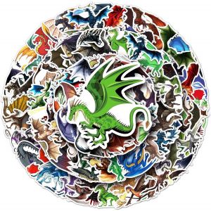 Lot De 100 Autocollants Dragon Pour Bouteilles D'eau Pour Ordinateur Portable Téléphone Guitare Skateboard Valise Vélo Dragon Vinyle Autocollants Imperméables Esthétiques Pour Adolescents, - Neuf