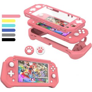 Switch Lite Case Protective Case for Nintendo Switch Lite,Compatible with Nintendo Switch Lite Cover with Built-in PC Screen Protector Hand Grip Case with 2 Thumb Grip Caps,Pink - Neuf