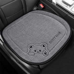 Coussin Voiture Siege En Pur Lin,50x50cm Coussin De Si&egrave;ge De Voiture,Coussin De Si&egrave;ge Auto Avec Des Ours De Dessins Anim&eacute;s,Housse De Si&egrave;ge Voiture Auto Antid&eacute;rapant Pour Si&egrave;ge Car,Suv (Gris) - Neuf