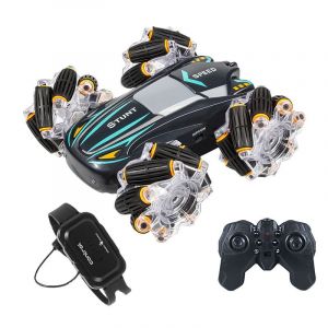 Voiture Telecommand&eacute; Tout Terrain Rc Stunt Auto Car T&eacute;l&eacute;command&eacute;e Avec Commande Manuelle 2,4ghz 4wd 360&deg; Rotation Offroad Drift Musique Eclairage Batterie Rechargeable No&euml;l Cadeau Pour Enfants - Neuf
