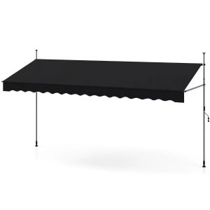 Store Banne Manuel R&eacute;tractable 400 X 120 X 210-300 Cm Protection Solaire R&eacute;glable &Eacute;l&eacute;gance Contemporaine En Polyester Noir Helloshop26 20_0013645 - Neuf