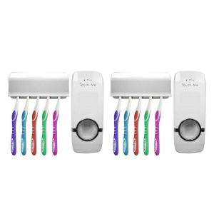Distributeur de dentifrice mural et porte-brosses &agrave; dents - Ensemble de 2 pi&egrave;ces - Neuf