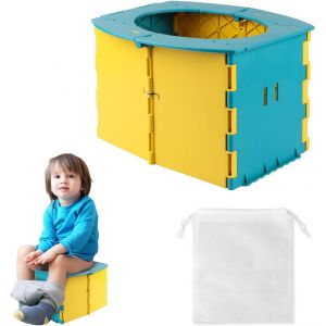 Pot Bébé, Toilettes Pliantes Pour Enfants, Pot D'apprentissage Bleu Et Jaune Pour Chaise Bébé, Siège De Toilette Portable Pour Voyage Et Camping En Plein Air - Neuf