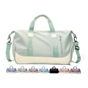 Sac de sport pour femme et homme, sac de week-end, sac de voyage, sac à bandoulière léger avec compartiment à chaussures et compartiment humide (vert) - Neuf