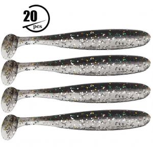 20pcs 7.5cm Souple Plastique Pêche Leurres T Queue Grub Ver Appâts Poisson Matériel Accessoire (Noir) - Neuf