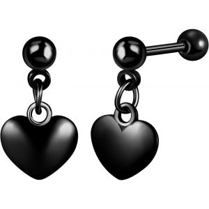 Kal-Boucles D'oreilles Coeur En Acier Inoxydable Pour Femme Homme Vintage Pendantes D'oreilles De Coeur Bijoux Quotidiennes D&eacute;coration Adolescent - Neuf