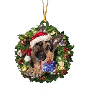 Noël chien animal pendentif arbre de Noël décoration pendentif fête vacances enfants cadeau vivant - Neuf
