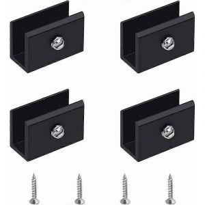 Promotion D'hiver,Pince À Verre,Support D'étagère En Verre Mural 4 Pièces,Support D'étagère En Verre Noir,Pince D'étagère En Verre Réglable En Alliage D'aluminium,Pour 6- - Neuf
