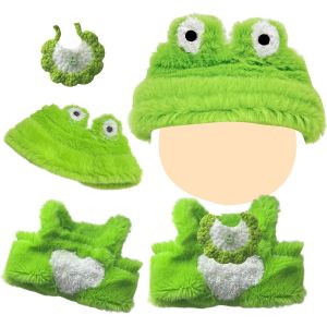 Ensemble de v&ecirc;tements de poup&eacute;e de 17 cm, 3 pi&egrave;ces grenouille en peluche comprenant un body &agrave; bretelles, un chapeau de grenouille et un bavoir vert pour filles, enfants, anniversaire, No&euml;l - Neuf