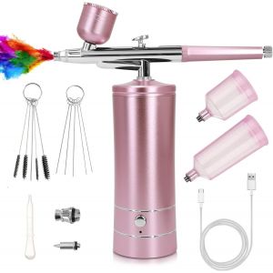 Kit A&eacute;rographe Multi-Fonctions avec Compresseur, Pistolet A&eacute;rographe Portable pour Nail Art, D&eacute;coration de G&acirc;teau, Maquillage, Mod&eacute;lisation de Tatouage, Mod&eacute;lisation de Mod&egrave;le - Neuf