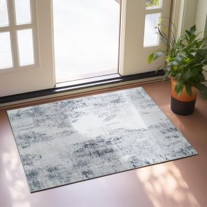 Sjzg-Petit Tapis Moderne Et Lavable &Agrave; Poils Courts Et Doux Pour Entr&eacute;e, Cuisine, Salle De Bains, Couloir - Motif Abstrait - Gris - 60 X 110 Cm - Neuf