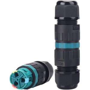 Lot de 2 connecteurs &eacute;tanches IP68 sans vis avec installation rapide - Neuf