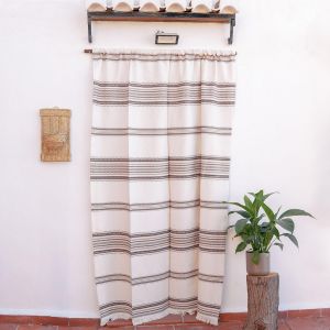 Mevronisshop-Rideau D'ameublement Rustique Des Alpujarras Pour Porte Ext&eacute;rieure (160 X 215 Cm) Couleur 103 &Eacute;cru - Marron. Fabriqu&eacute; En Espagne, Fait Fonction De Moustiquaire Et De Pare-Soleil - Neuf