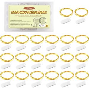 Kalanka-Lot De 20 Guirlande Lumineuse, 1m 10leds Guirlandes Lumineuses &Agrave; Piles, Mini Guirlande Led &Agrave; Pile &Eacute;tanche Blanc Chaud Guirlande Lumineuse Int&eacute;rieur Pour No&euml;l Mariage F&ecirc;te Jardin Mason - Neuf