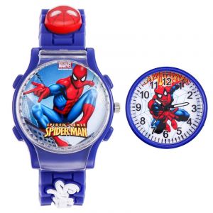 Montre-Jouet Rotative À Rabat Pour Enfants (Bleu Foncé - Spiderman), Cadeau D'anniversaire Pour La Maternelle - Neuf
