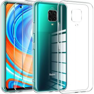 Kal-Coque Pour Xiaomi Redmi Note 9 Pro/Note 9s 4g Avec 2 Pièces De Verre De Protection,Coque De Protection En Silicone Tpu Transparent Ultra Fin Et Souple,Anti-Jaunissement,Anti-Rayures - Neuf