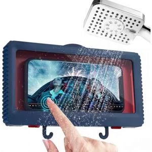 Support De Téléphone De Douche, Boîte De Support Étanche Pour Téléphone Portable, Étagère De Salle De Bain, Miroir De Douche, Support De Téléphone Étanche, Anti-Buée (Bleu)[CAR785198] - Neuf