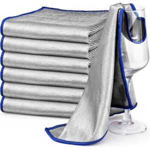 Tianyi-Chiffon Magique Microfibre, 6x Serviette Sans Trace Absorbant Polissage, Lingette Essuie Vitre Verre Lunette Miroir Vaisselle Cuisine Menage Voiture, Torchon Nettoyage R&eacute;utilisable Lavable - Neuf