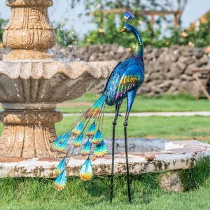 Mevronisshop-89cm Decoration Jardin Exterieur, Grande Statue De Jardin De D&eacute;cor De Paon En M&eacute;tal, Sculptures D'art,Pelouse,Patio, Grand Paon,Cadeau Fete Des Peres Meres - Neuf