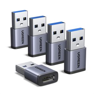 KALANKA-Adaptateur USB vers USB C 3.2 10Gbps Lot de 5 Convertisseur Type C Femelle vers Type A M&acirc;le Charge Rapide Data Sync Compatible avec iPhone 17 16 15 Plus Pro Max MacBook iPad Air Galaxy S25 - Neuf