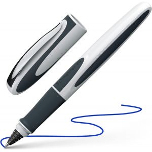 Ray Stylo Roller (Rechargeable Avec Cartouches D'Encre Standard, Convient Aux Droitiers Et Gauchers) 1 Pi&egrave;ce, Blanc/Gris - Neuf