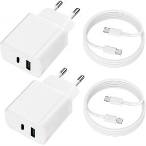 2 Pi&egrave;ces Chargeur Usb C, 20W Usbc Rapide Prise Avec 2 Pi&egrave;ces 1M Cable, Prise Usb Adaptateur Secteur Universel Pour Iphone 16 15 Plus/Pro/Pro Max, Samsung Galaxy A15 A14 A13 A05S[Z2370] - Neuf