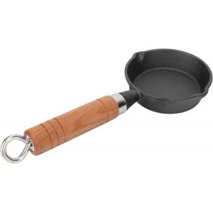 Jexnovashop-Po&ecirc;le En Fonte De 10 Cm, Mini Po&ecirc;le &Agrave; Frire Avec Manche En Bois, Po&ecirc;le &Agrave; Cr&ecirc;pes &Agrave; Fond Plat Portable Pour Restaurant Domestique - Neuf