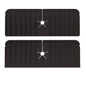 Lot De 2 Tapis De Robinet En Silicone Noir, Protection Anti-Éclaboussures Lavable Pour Évier De Cuisine, Tapis De Cuisine En Silicone Avec Drainage - Neuf