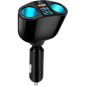 Allume Cigare Adaptateur Usb C Chargeur De Voiture Avec 20w Type C+ Qc 3.0 Usb Avec Voltmètre Led Pour Dash Cam Téléphone Caméra - Neuf