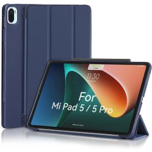 NAERYUT-Muydoux Coque Pour Xiaomi Mi Pad 5/5 Pro 11 Pouces 2021,Couvercle Avant Lisse Et Couverture Arrière Souple,Réveil/Veille Automatique,Tri-Fold Slim Housse Légère,Bleu Foncé - Neuf